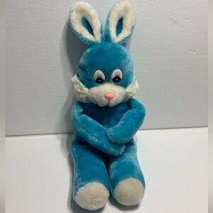Vintage Blue and White Plush Bunny Rabbity Toy Plushies Easter Stuffed Animal